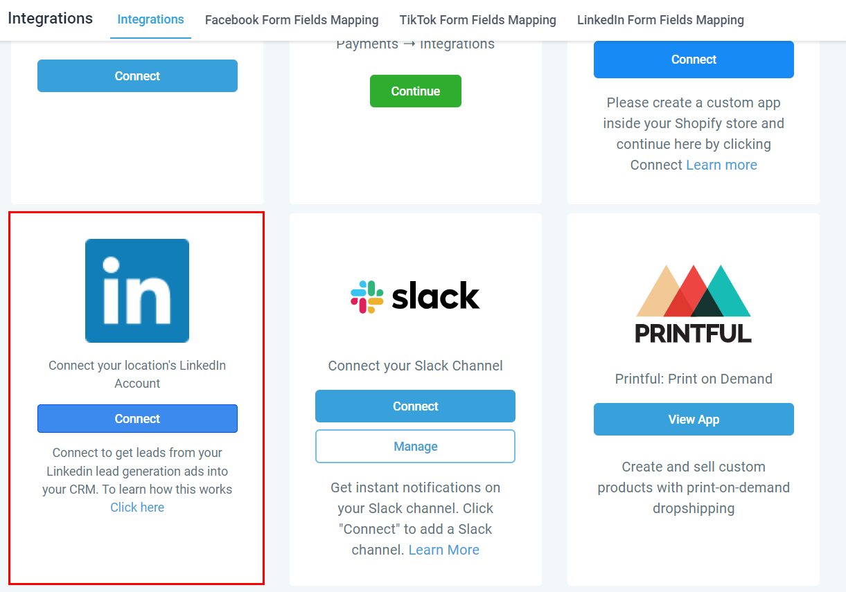 Settings Integrations – figure 10