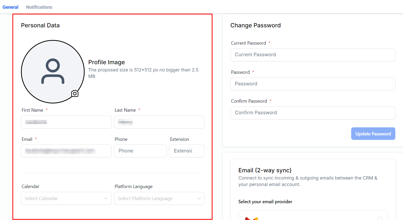 Settings My Profile – figure 1