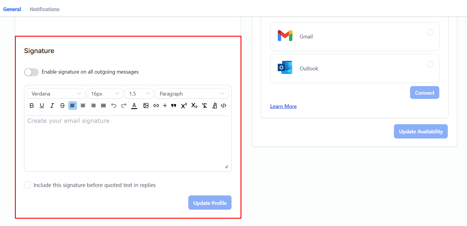 Settings My Profile – figure 2