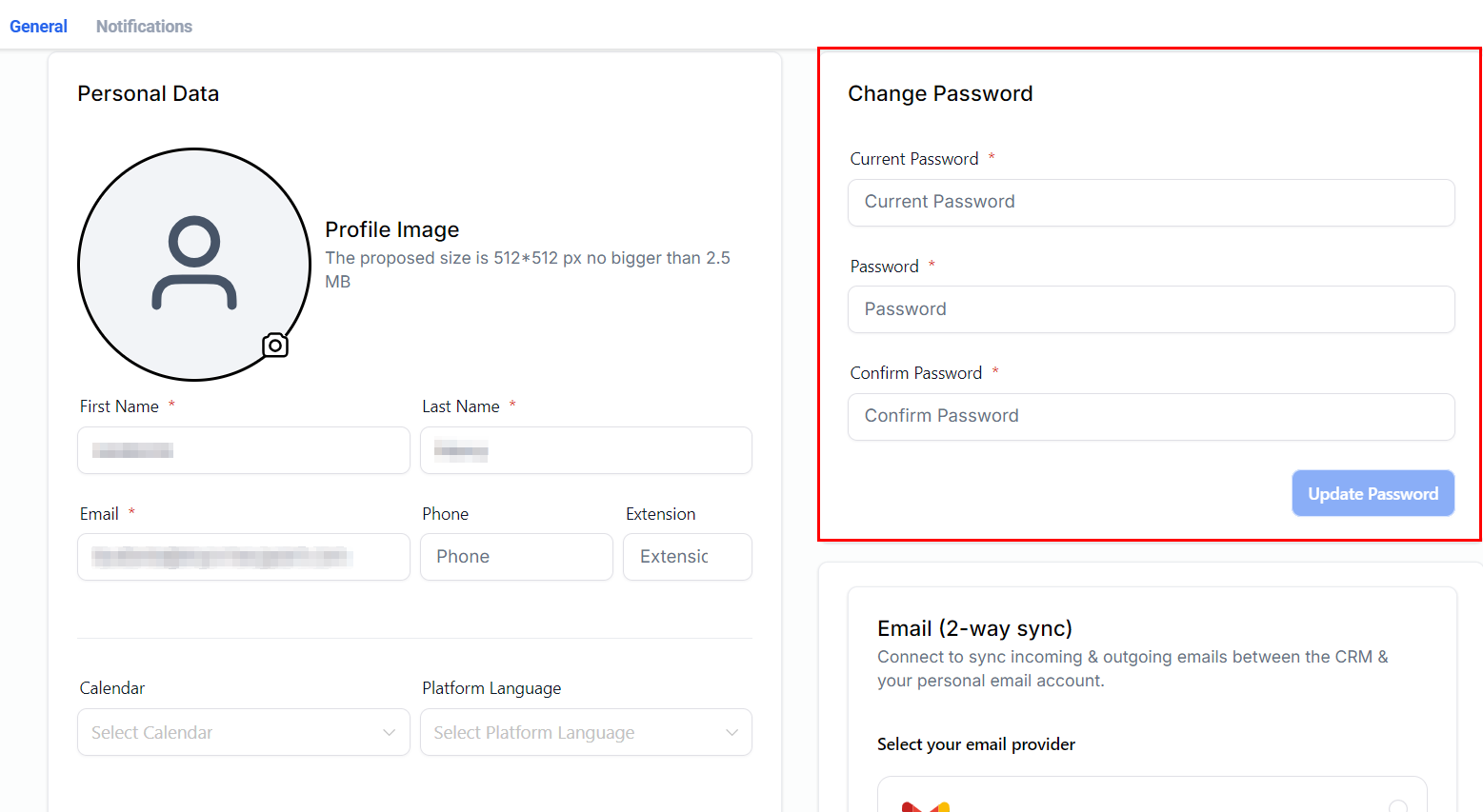 Settings My Profile – figure 3