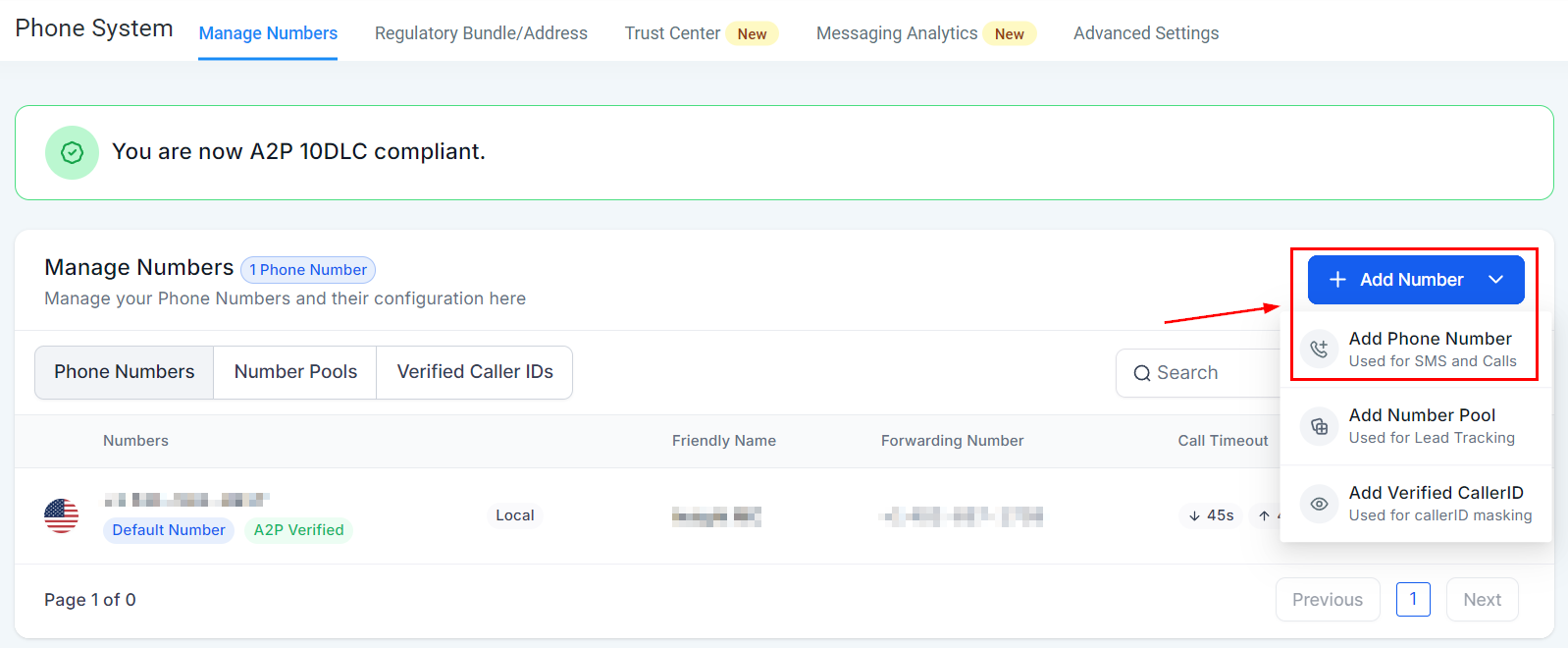 Settings Phone Numbers – figure 2