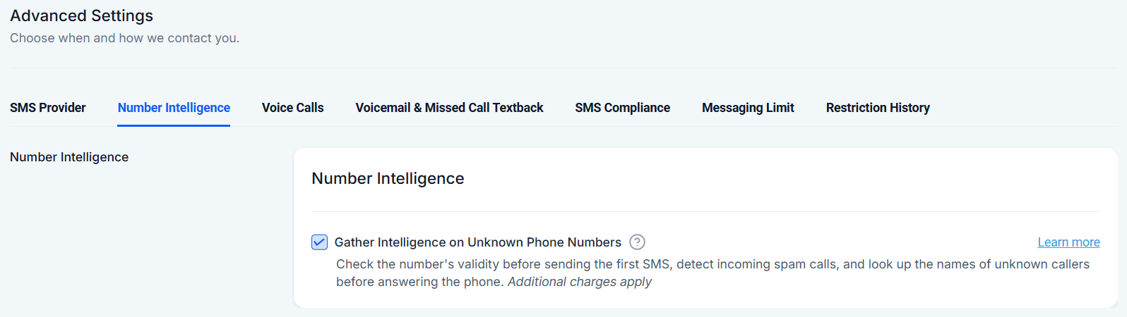 Settings Phone Numbers – figure 9