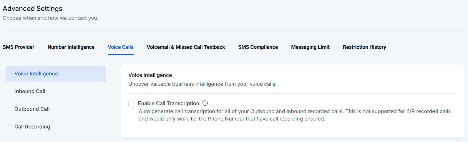 Settings Phone Numbers – figure 10