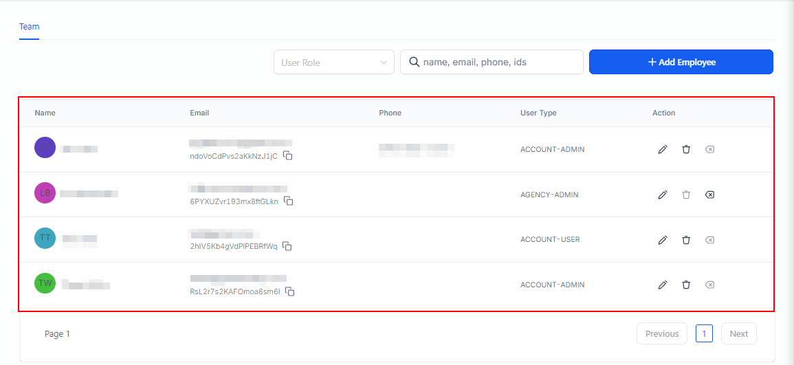 Settings Team Management – figure 1