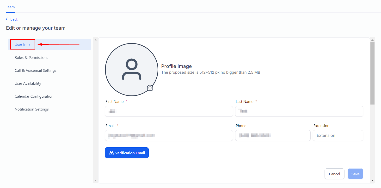 Settings Team Management – figure 6