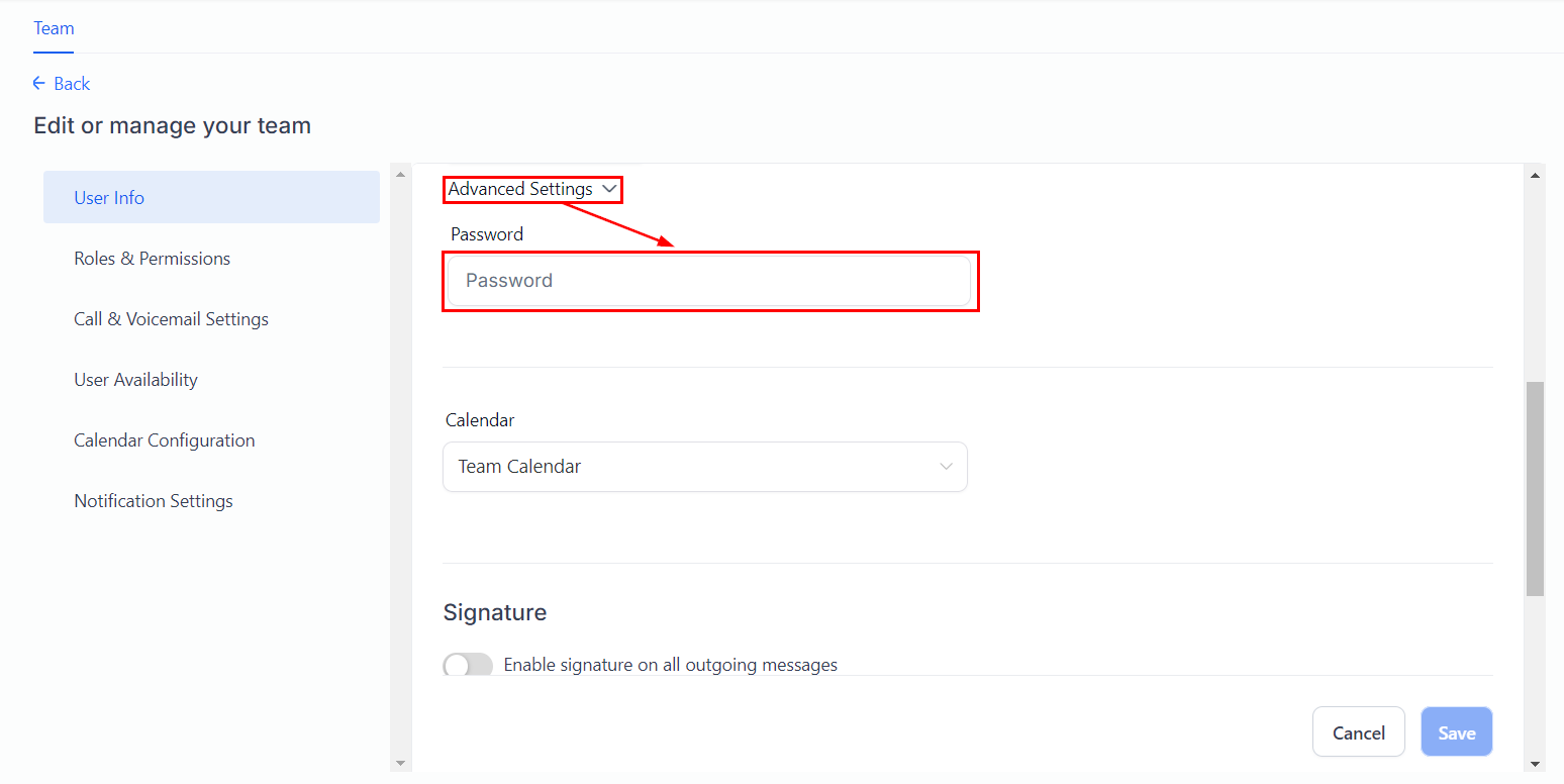 Settings Team Management – figure 7