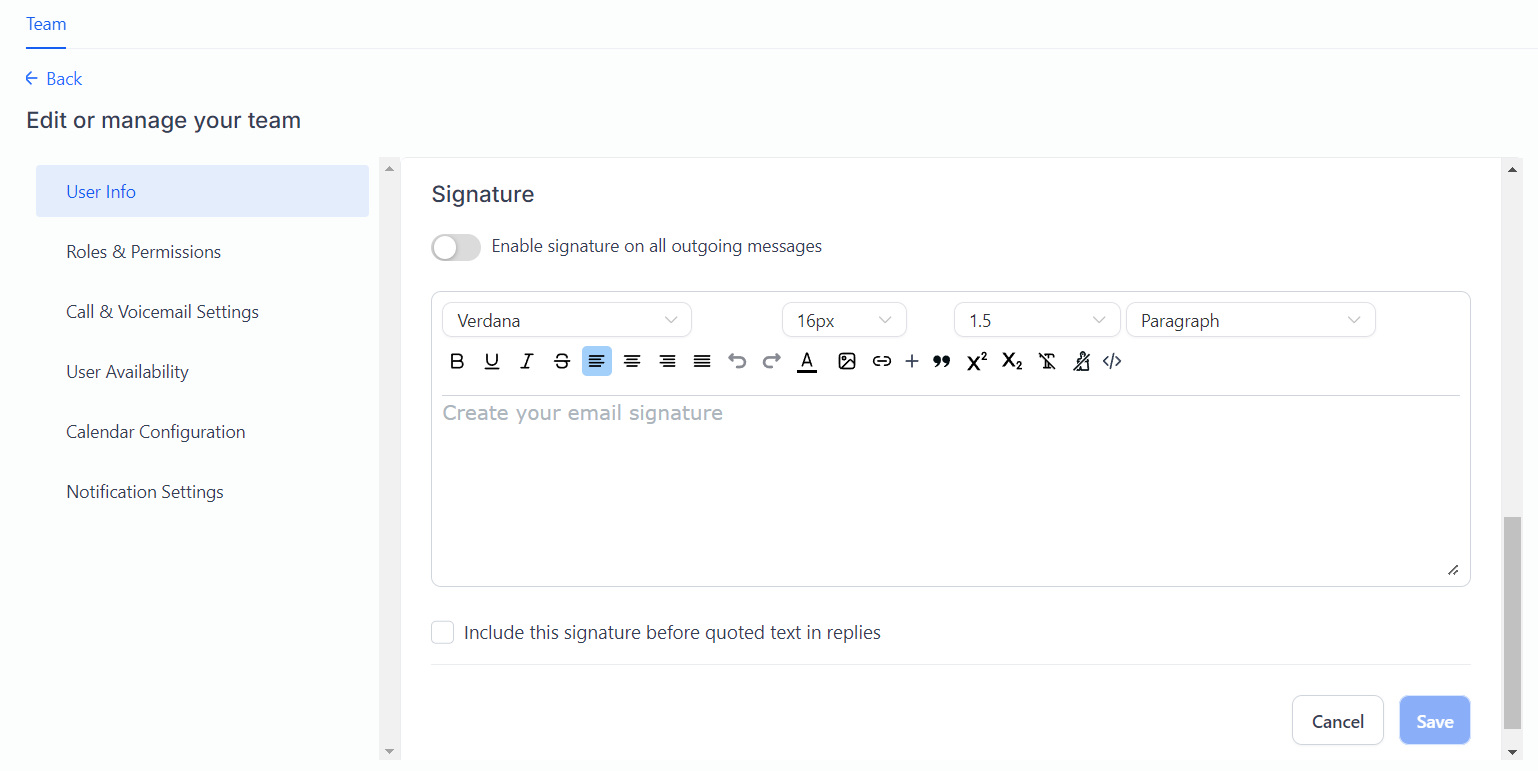 Settings Team Management – figure 8