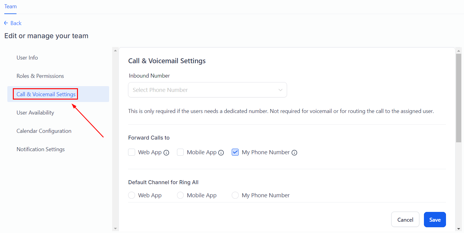 Settings Team Management – figure 12