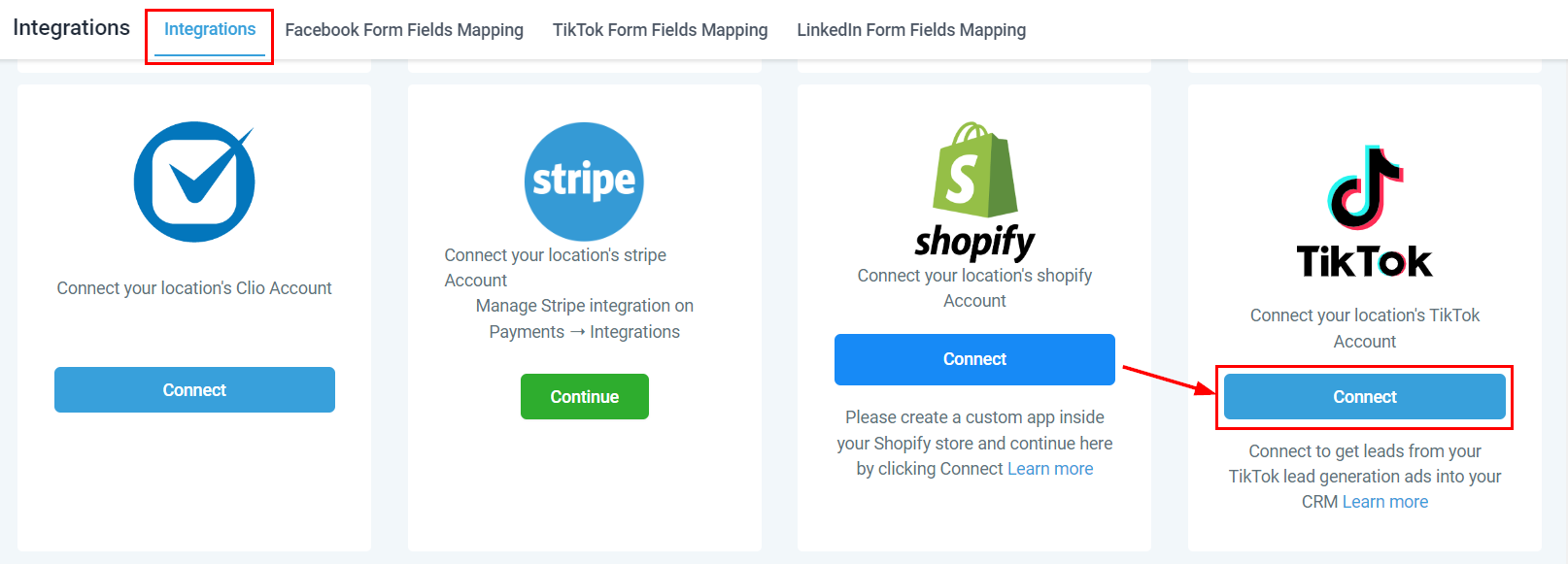 TikTok Ads Account Integration – figure 1