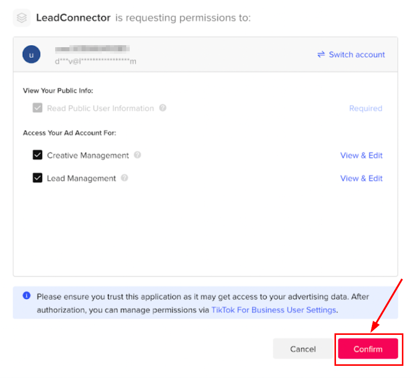 TikTok Ads Account Integration – figure 3