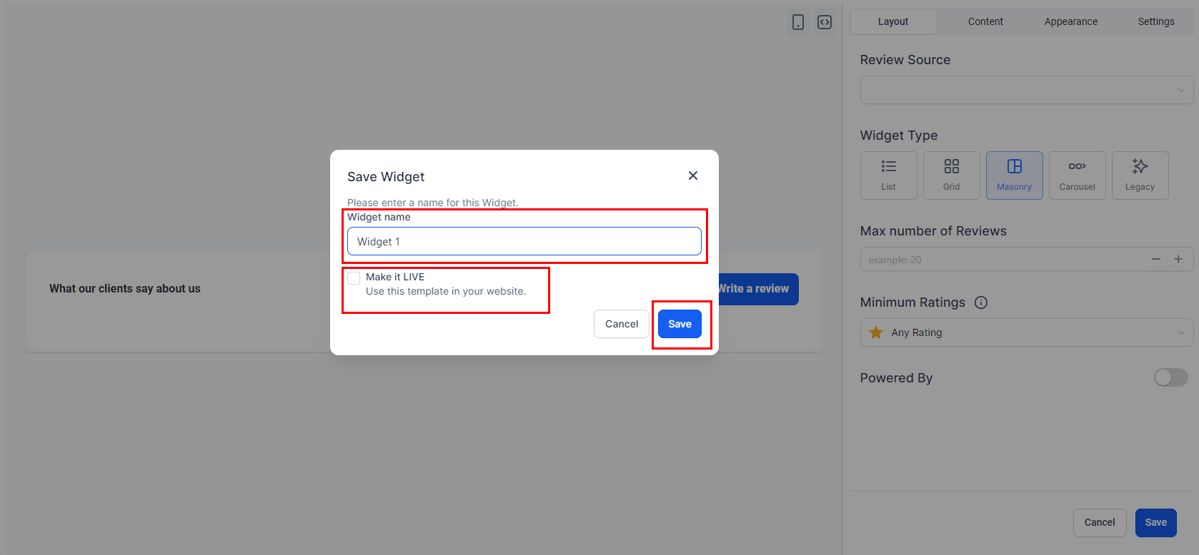 Adding and Customizing The Review Widget on Your Website or Funnel – figure 7