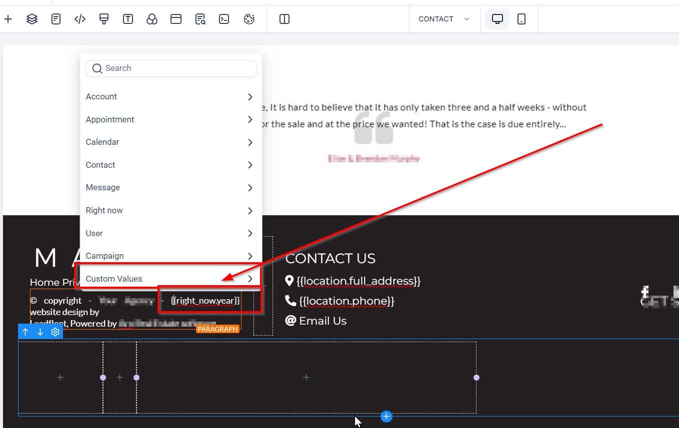 Automating Copyright Year Update Using Custom Values and Merge Fields – figure 2
