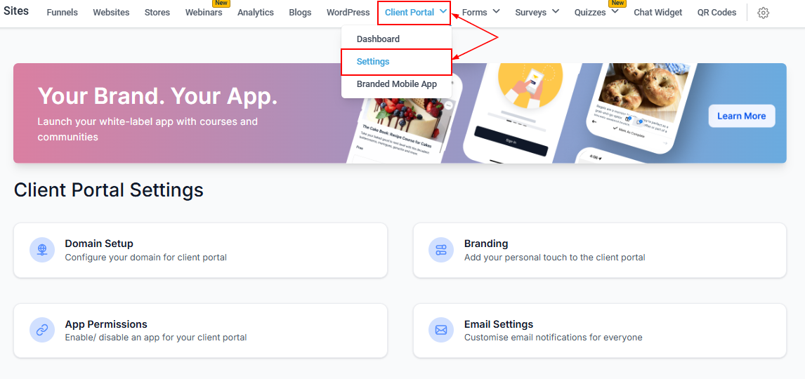 Client Portal Email Settings – figure 1