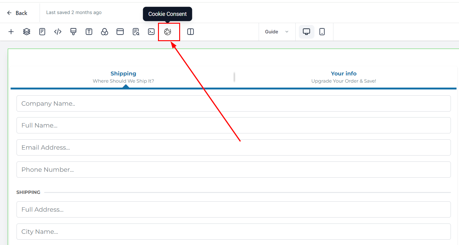 Cookie Consent in FunnelWebsite Builder – figure 1