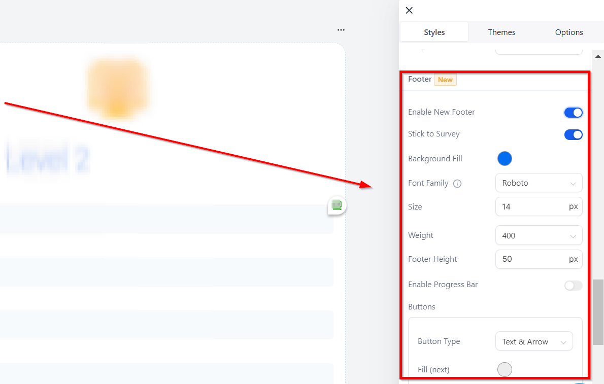 Customizing Survey Footer in Survey Builder – figure 2