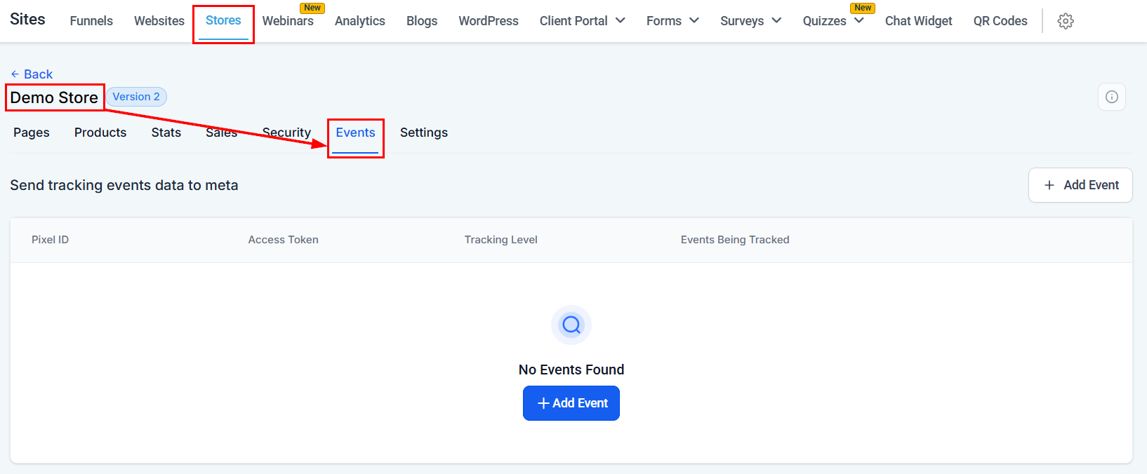 Events Tab - Stores – figure 1