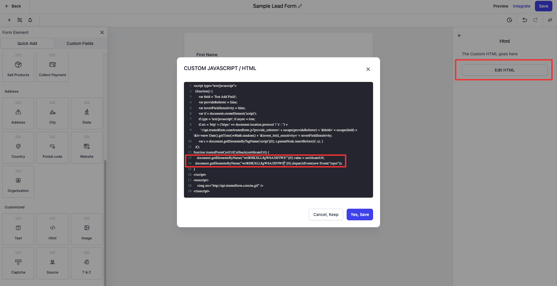 How to Implement ActiveProspect Consent Tracking on Your Form – figure 10