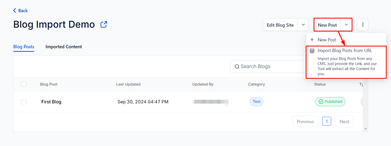 How to Import Blogs – figure 2