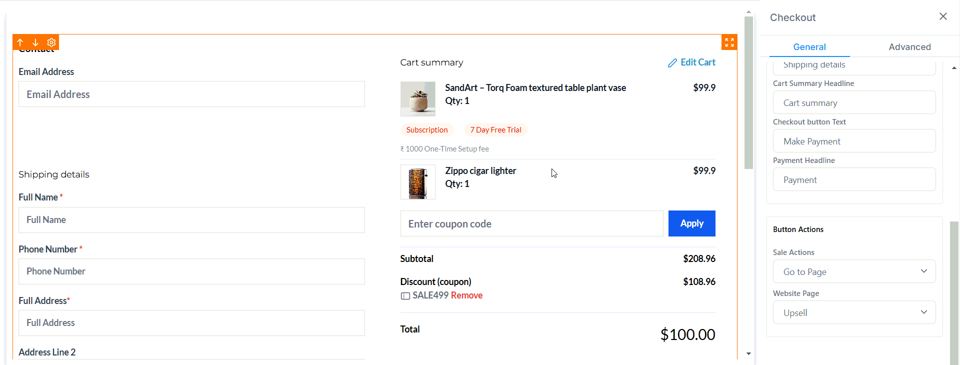 How to Use Upsell Element in Stores – figure 8
