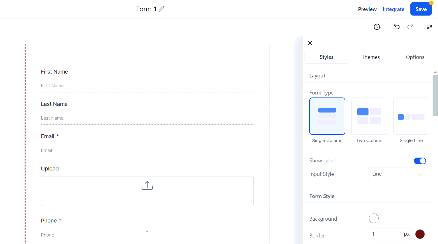 Line and Box Style in Form and Survey Builder – figure 2