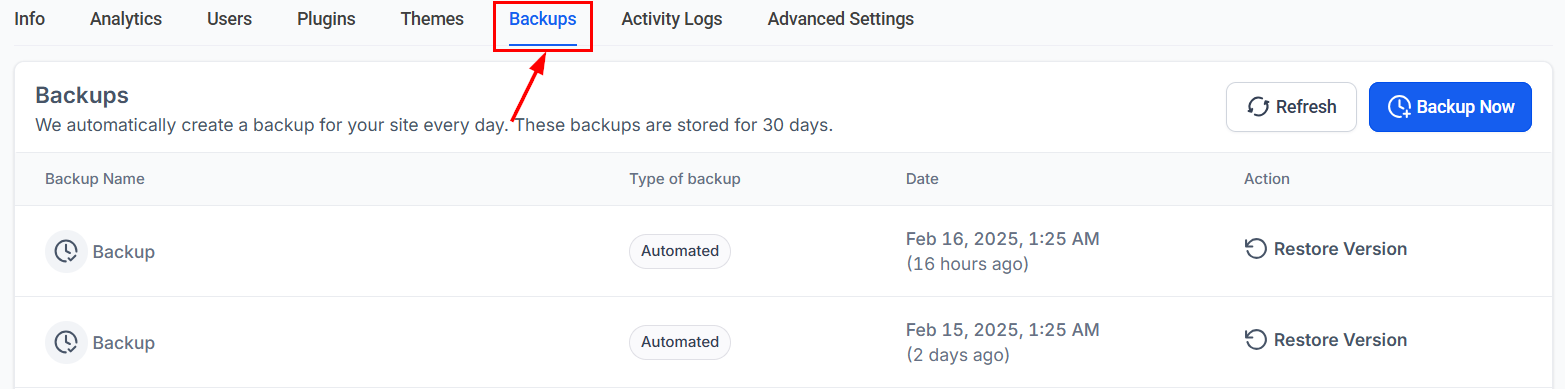 Manual Backup & Restore for WordPress Hosting – figure 3