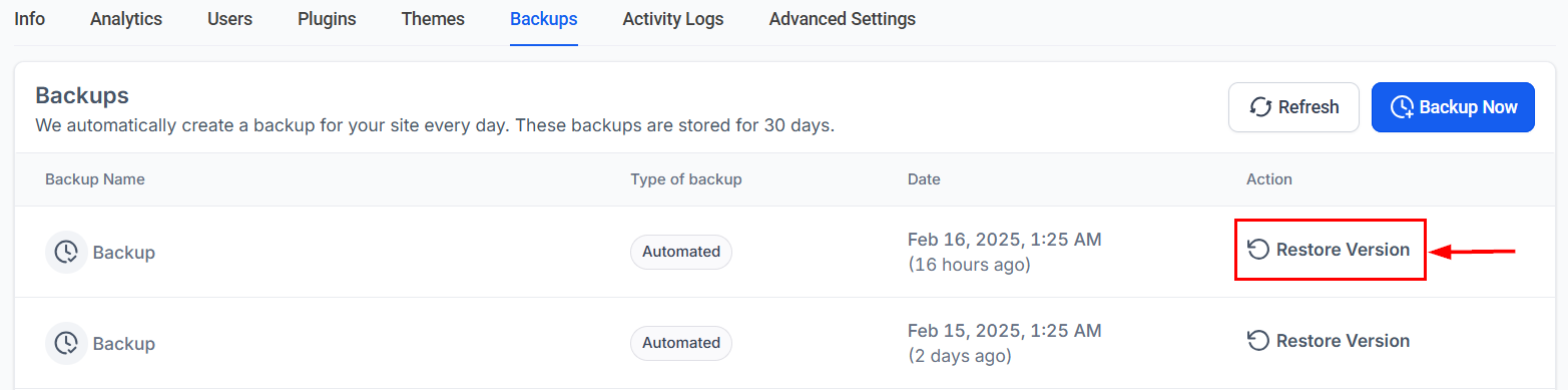 Manual Backup & Restore for WordPress Hosting – figure 6