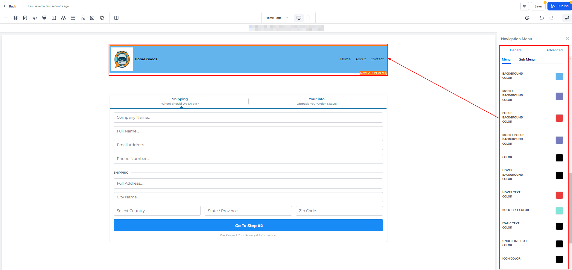 Navigation Menu – figure 18