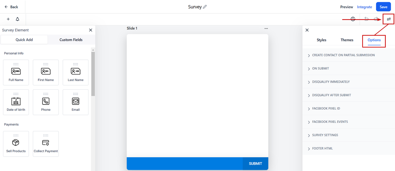 Option tab – figure 1
