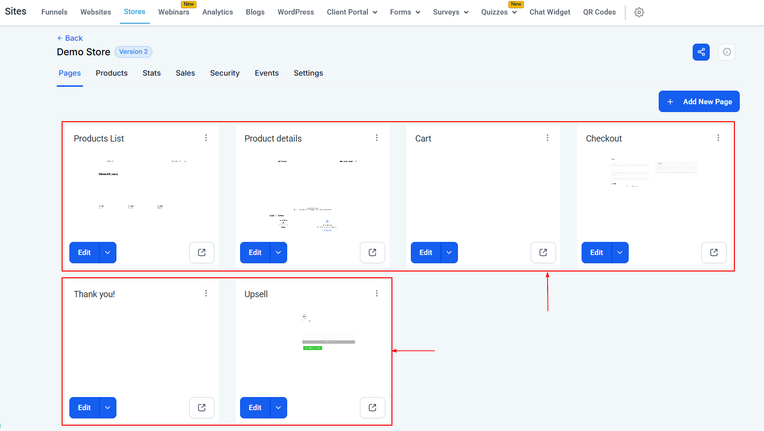 Pages Tab - Stores – figure 4