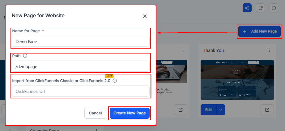Pages Tab - Websites – figure 8