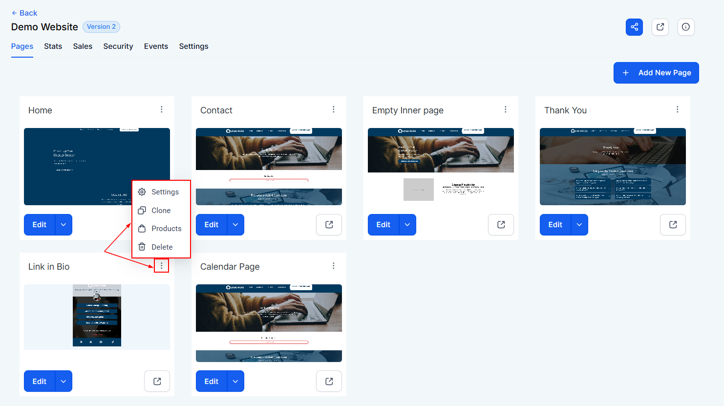 Pages Tab - Websites – figure 9