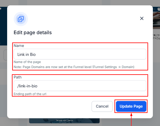 Pages Tab - Websites – figure 10