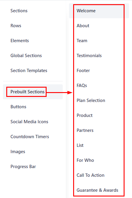 Prebuilt Section Templates in Funnels & Websites – figure 2