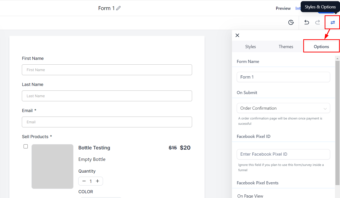 Products in Form Builder – figure 2