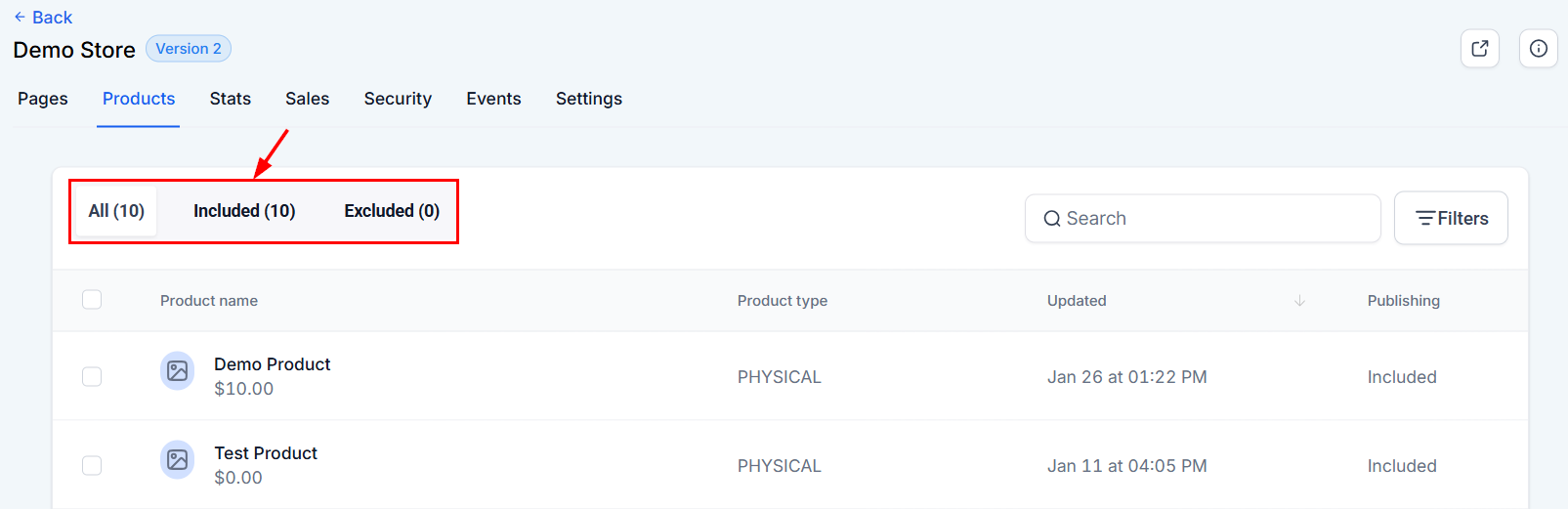 Products Tab - Stores – figure 2