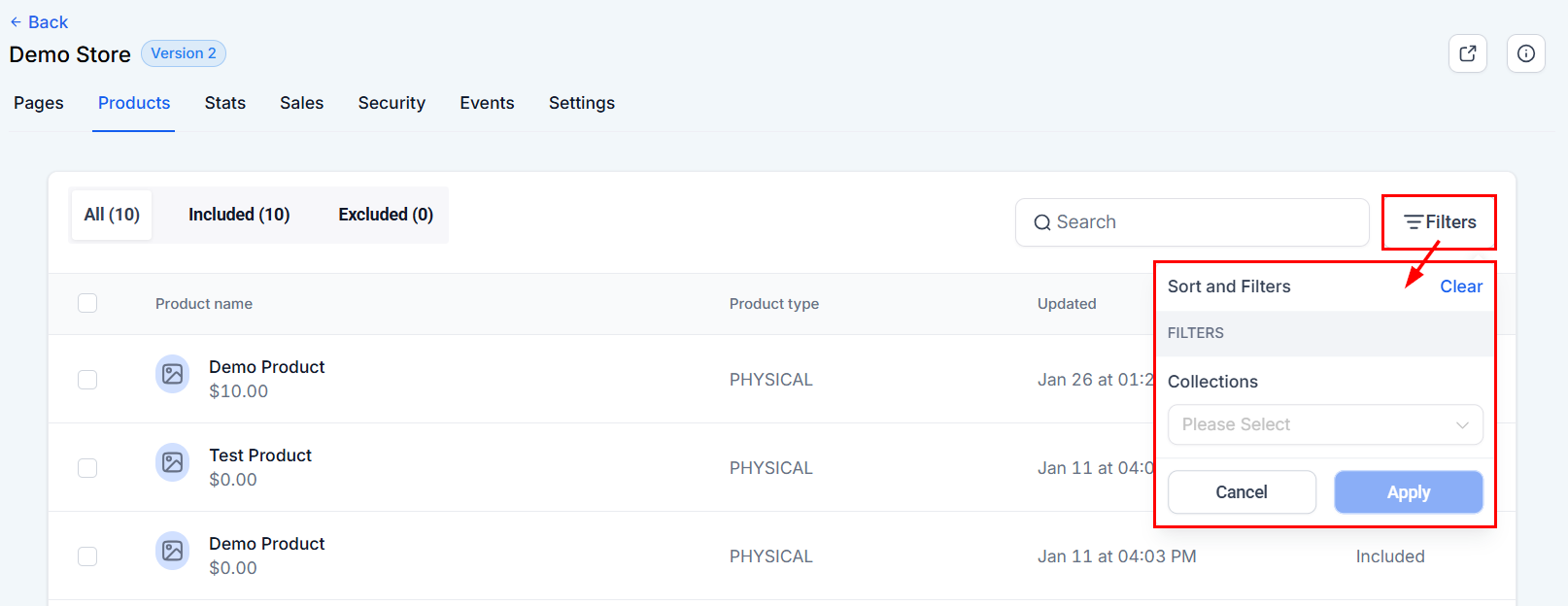 Products Tab - Stores – figure 4