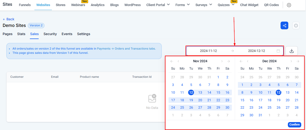 Sales Tab - Websites – figure 5