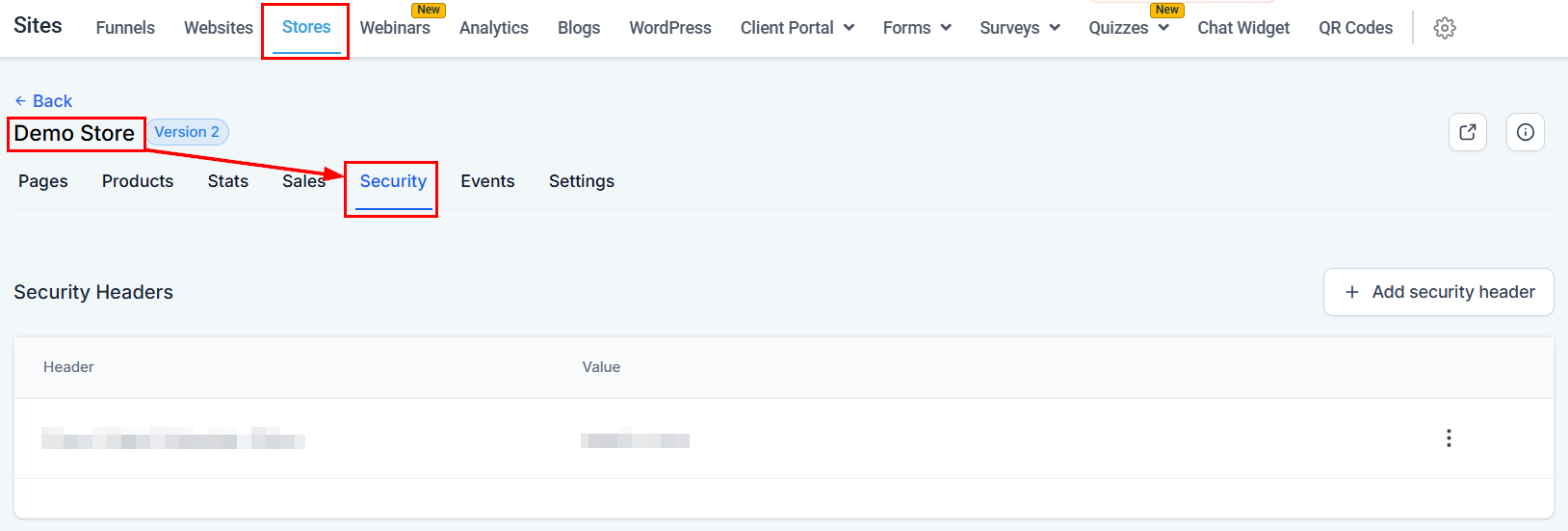 Security Tab - Stores – figure 1