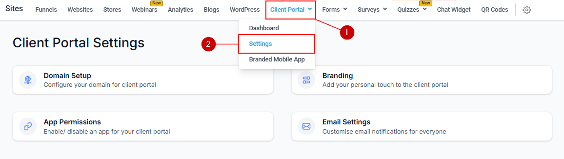 Setting up the Client Portal – figure 1