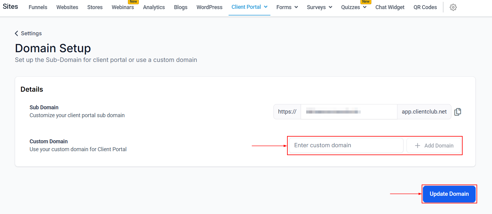 Setting up the Client Portal – figure 3