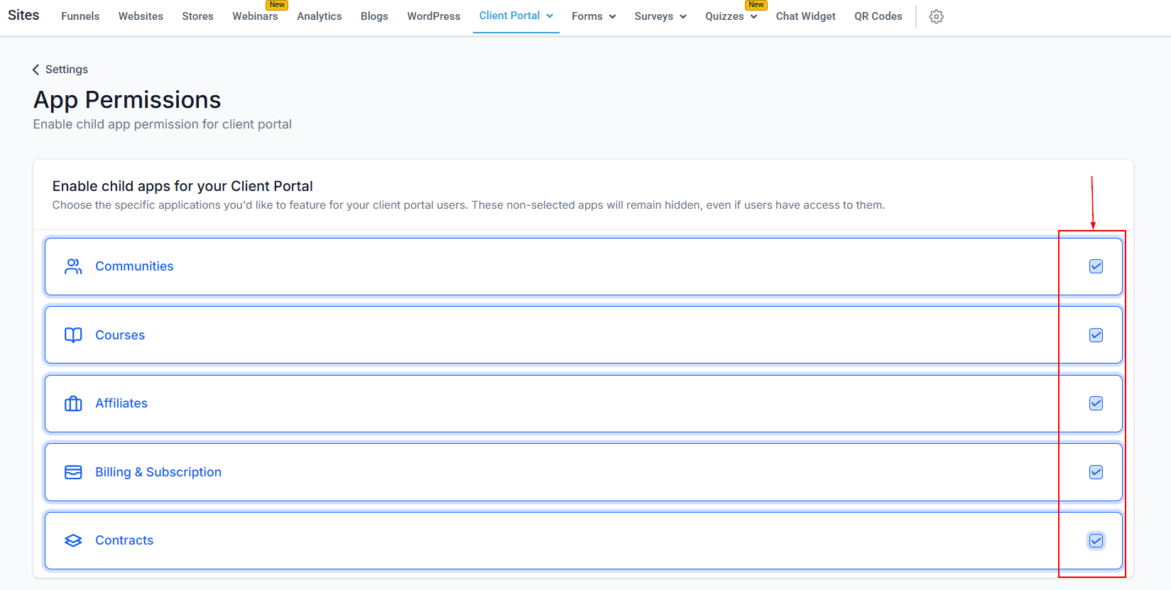 Setting up the Client Portal – figure 10