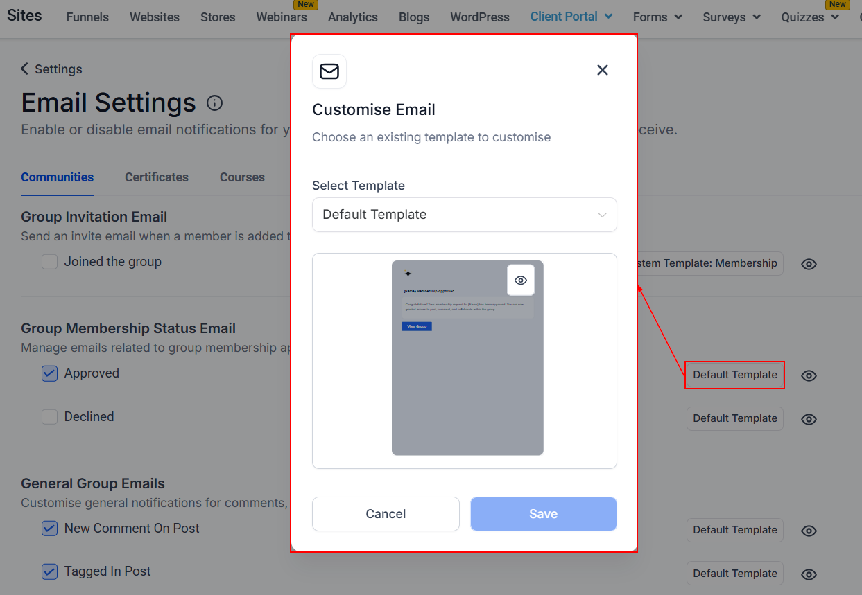 Setting up the Client Portal – figure 13