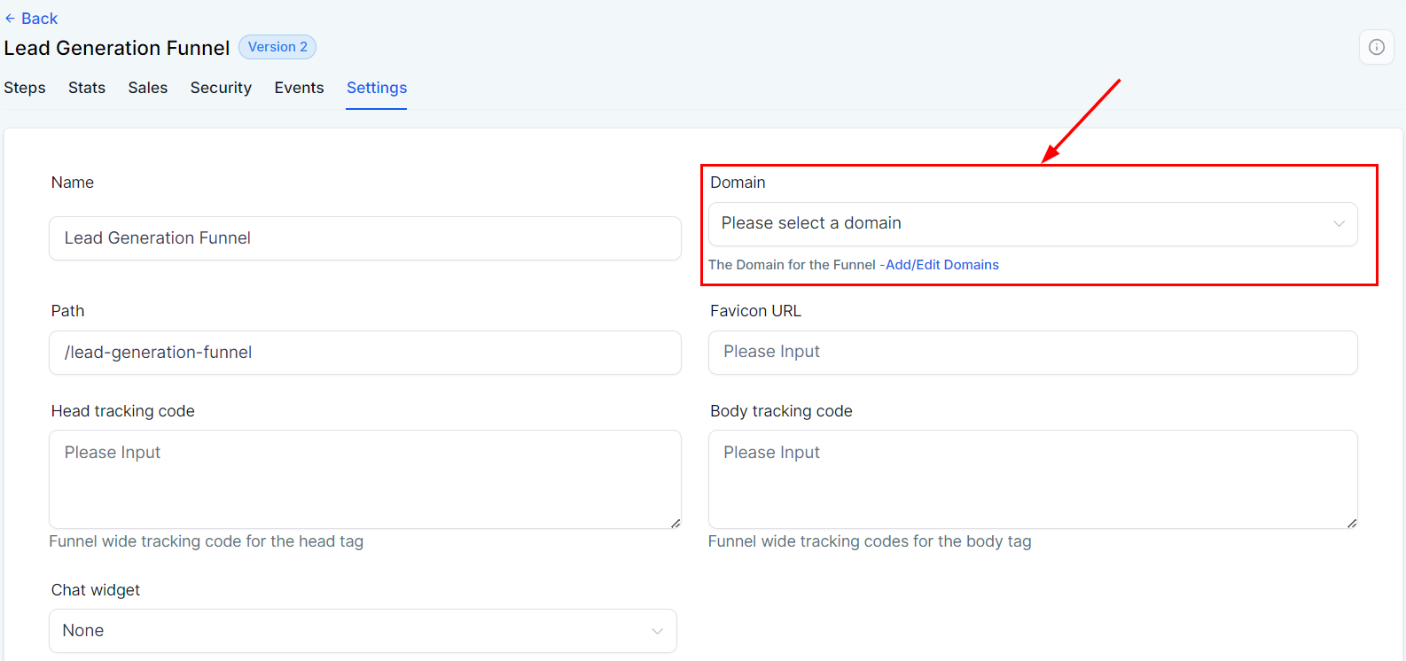 Settings Tab - Funnels – figure 4
