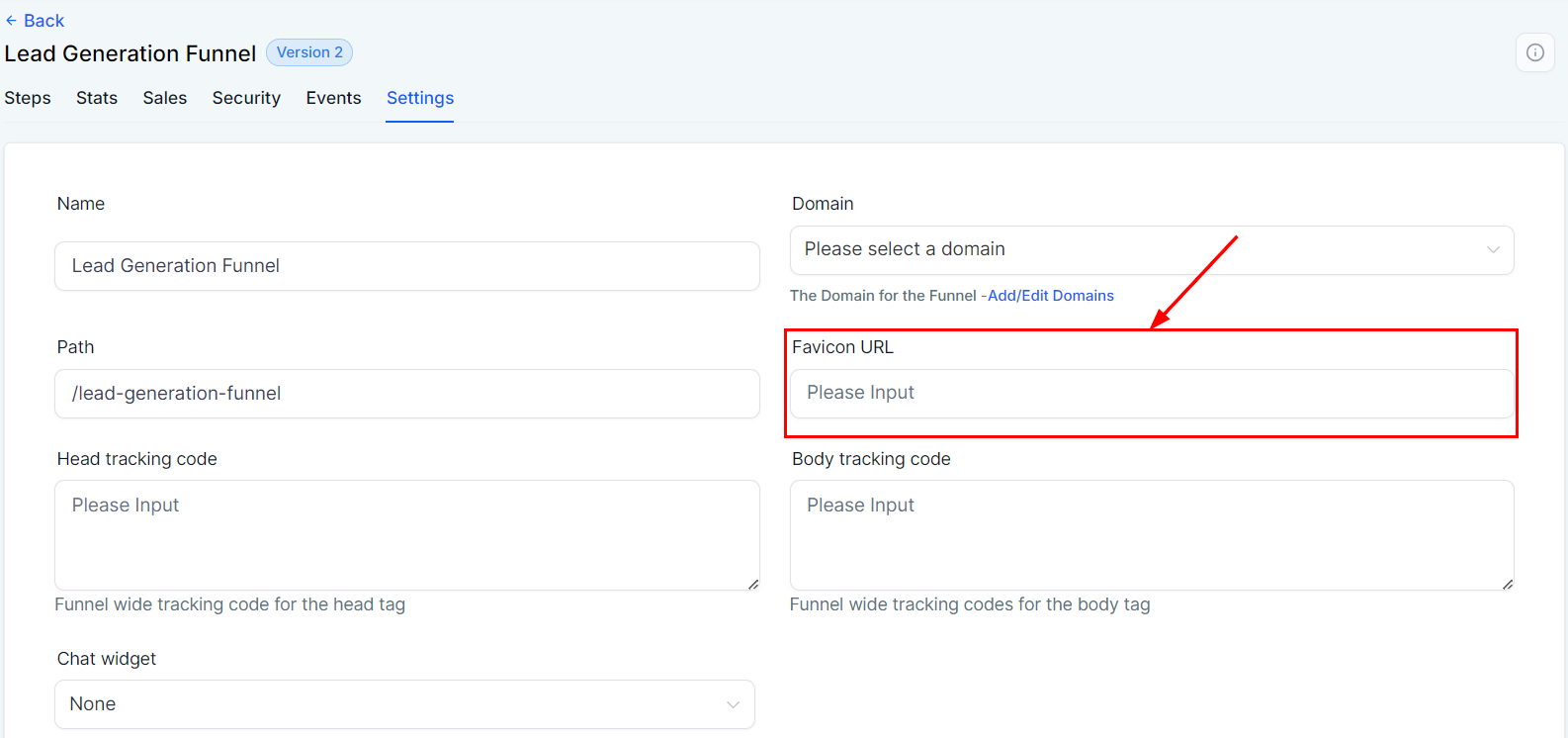 Settings Tab - Funnels – figure 6