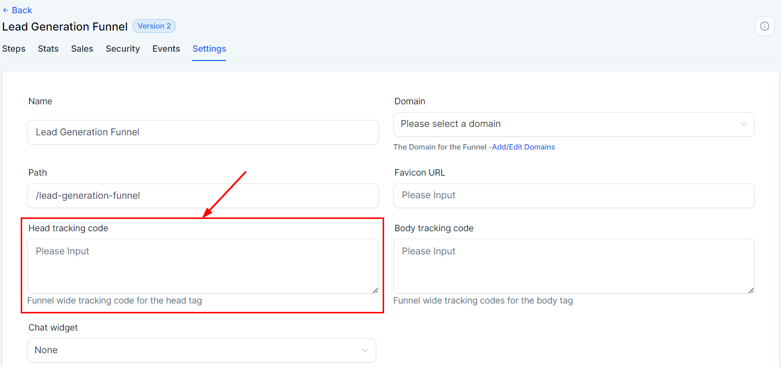 Settings Tab - Funnels – figure 7