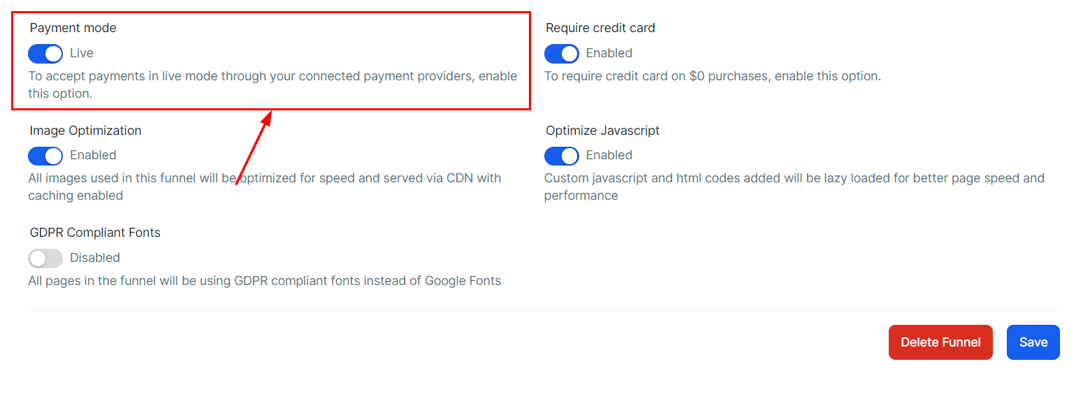 Settings Tab - Funnels – figure 10