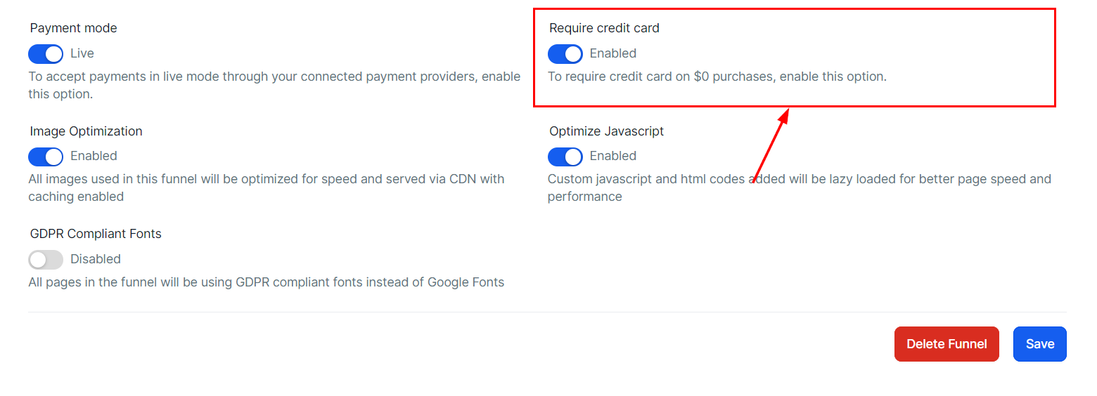 Settings Tab - Funnels – figure 11