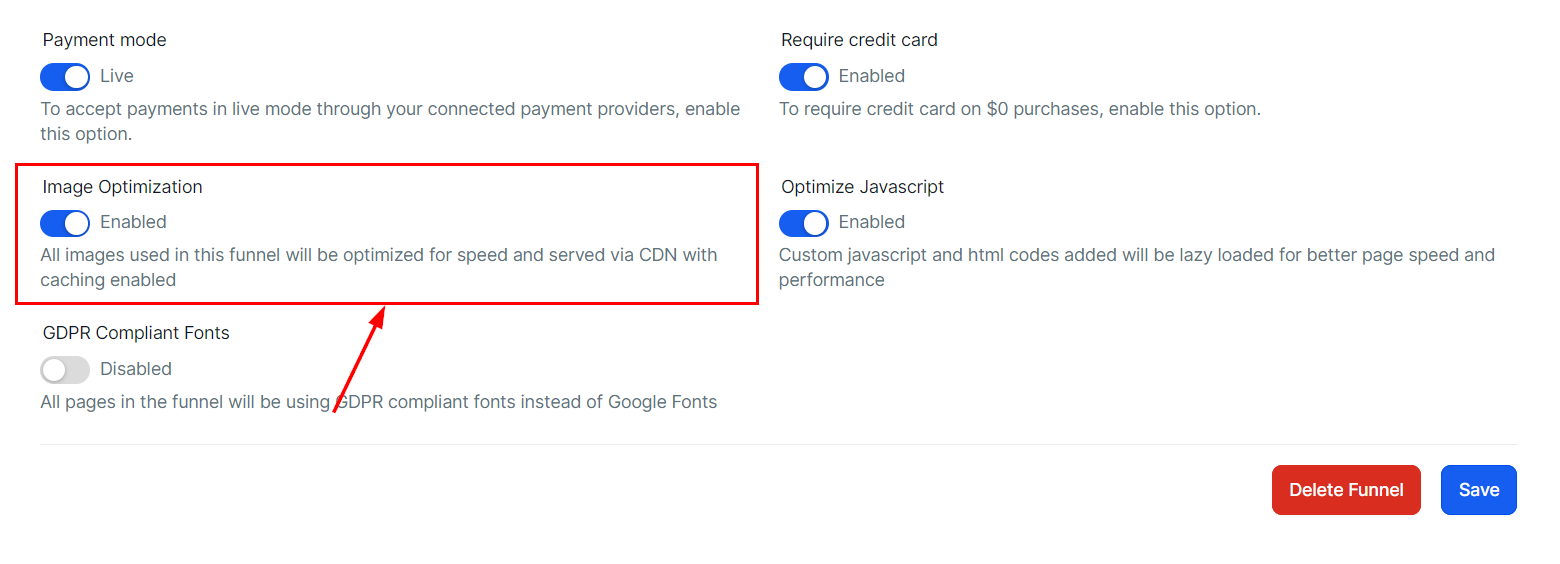 Settings Tab - Funnels – figure 12