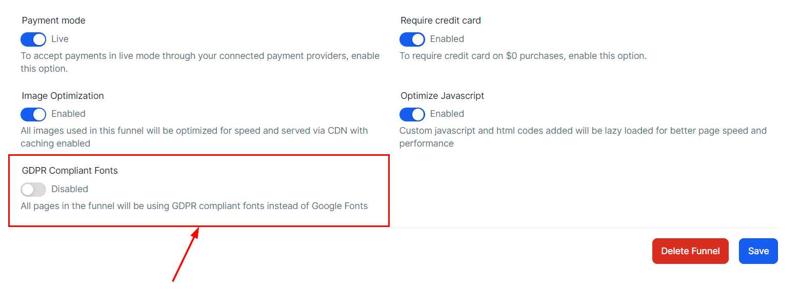 Settings Tab - Funnels – figure 14