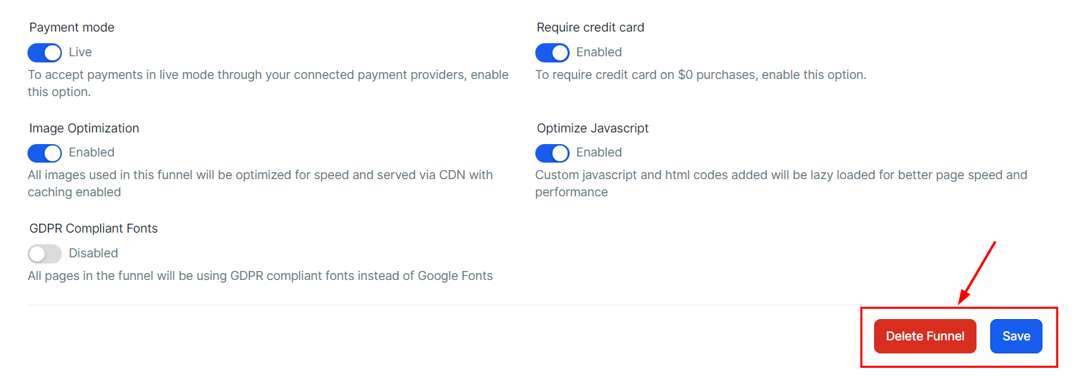 Settings Tab - Funnels – figure 15